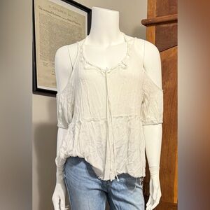 Cream short sleeve blouse